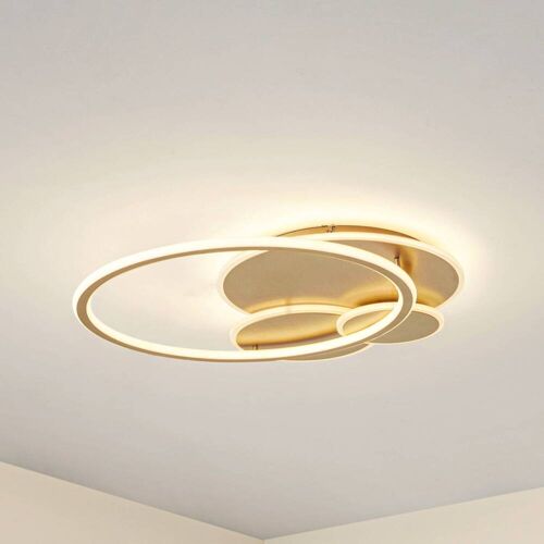 Deckenlampe Circulo Lucande, dimmbar, messing / gold, für Wohn- / Esszimmer, Metall, Modern, Deckenlampe