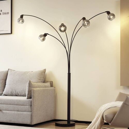 Bogenlampe Braccio Lindby, schwarz, für Wohn- / Esszimmer, Metall, Modern, Stehlampe