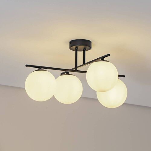 Deckenlampe Aurora Domiluce, dimmbar, schwarz, für Wohn- / Esszimmer, Glas, Deckenlampe