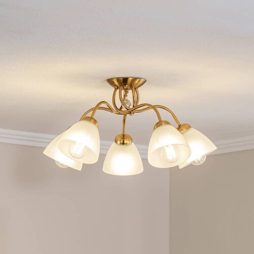 Deckenlampe Miranda Lamkur, dimmbar, messing / gold, für Wohn- / Esszimmer, Glas, Landhaus / Rustikal, Deckenlampe