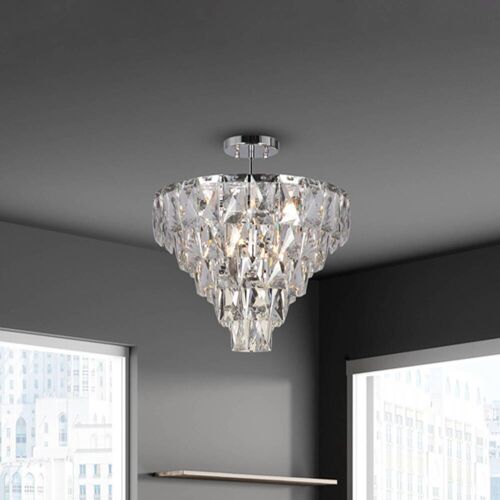 Kristall Deckenlampe Chelsea Eko-Light, dimmbar, chrom / silber, für Wohn- / Esszimmer, Metall, Deckenlampe