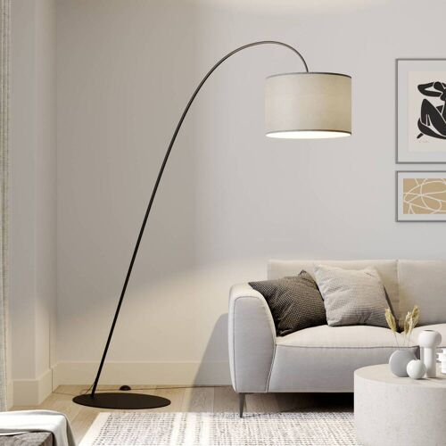 Bogenlampe Alice Nowodvorski Lighting, alu / grau / zink, für Wohn- / Esszimmer, Textil / Stoff / Seide, Modern, Stehlampe