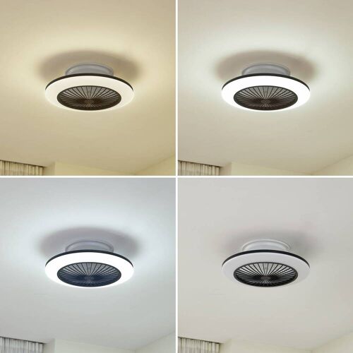 Lindby LED-Deckenventilator Mamuti, schwarz, leise, Ø 55 cm Mamuti Lindby, dimmbar, schwarz, für Wohn- / Esszimmer, Aluminium, Modern