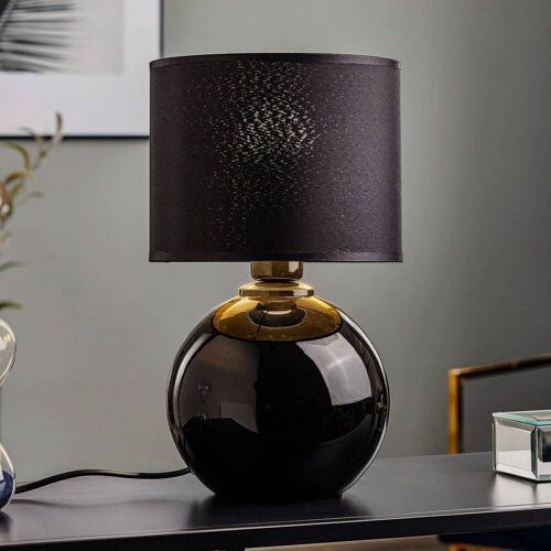 Nachttischlampe Palla TK Lighting, schwarz, für Wohn- / Esszimmer, Glas, Tischlampe