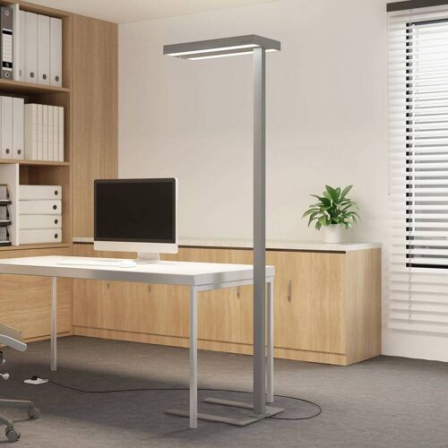 Stehlampe Logan Arcchio, dimmbar, alu / grau / zink, für Arbeitszimmer / Büro, Aluminium, Modern