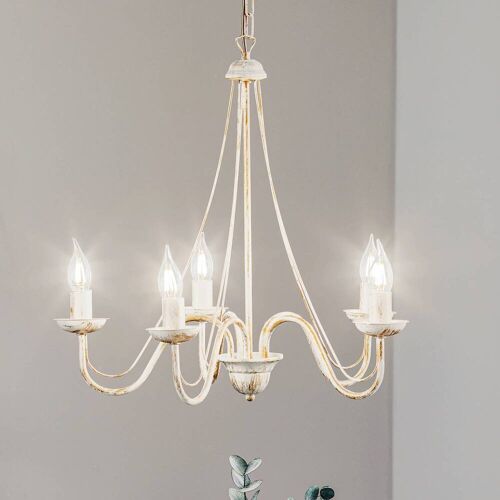 Kronleuchter Malbo HELAM, dimmbar, weiß / opal, für Wohn- / Esszimmer, Metall, Kronleuchter