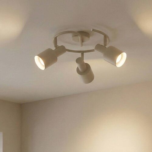 Lindby Deckenstrahler Ovelia, beige, 3-flg., Metall, E27 Ovelia Lindby, dimmbar, creme / amber, für Wohn- / Esszimmer, Metall, Modern, Strahler