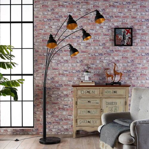 Bogenlampe Lira Lindby, schwarz, für Wohn- / Esszimmer, Metall, Modern, Stehlampe