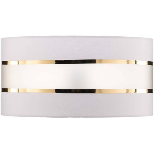 Lampenschirm Helen E27 Ø40/Höhe 20cm weiß/gold HELAM, weiß / opal, Textil / Stoff / Seide