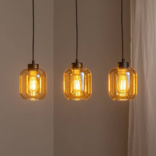 Glas Hängelampe Sombra Eko-Light, dimmbar, creme / amber, für Wohn- / Esszimmer, Glas, Pendelleuchte