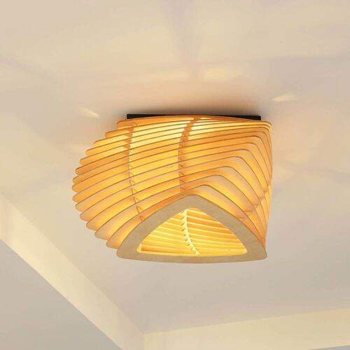 Deckenlampe Sanza Lindby, dimmbar, Holz hell, für Wohn- / Esszimmer, Holz, Design, Deckenlampe