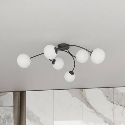 LichtED VIBRA Deckenleuchte - 6-flammig Schwarz Stahl Glas LichtED VIBRA Deckenleuchte - 6-flammig Schwarz Stahl Glas