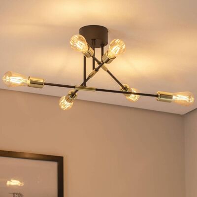 Luminex Flame Hängeleuchte - Verstellbare Höhe, E27, Schwarz/Gold Luminex Flame Hängeleuchte - Verstellbare Höhe, E27, Schwarz/Gold