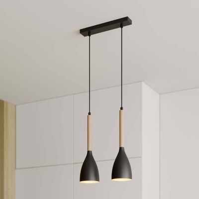 Luminex Muza Pendelleuchte - 2 Leuchten - Schwarz/Hellbraun Luminex Muza Pendelleuchte - 2 Leuchten - Schwarz/Hellbraun