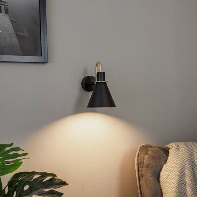 Euluna Bona Wandleuchte - E27, 15W, Schwarz-Messing Euluna Bona Wandleuchte - E27, 15W, Schwarz-Messing