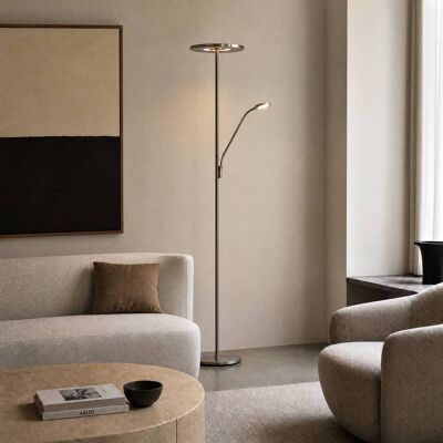 LED Deckenfluter Raymond Lucande, dimmbar, alu / grau / zink, für Wohn- / Esszimmer, Metall, Modern, LED Stehlampe LED Deckenfluter Raymond Lucande, dimmbar, alu / grau / zink, für Wohn- / Esszimmer, Metall, Modern, LED Stehlampe