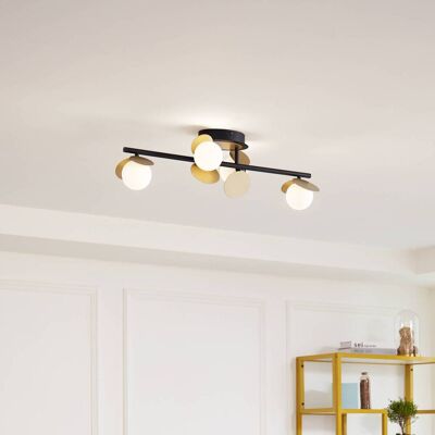 Lucande - Moderne schwarze Metall-LED-Deckenlampe 'Pallo' (4 Leuchten) für Wohnzimmer & Esszimmer Lucande - Moderne schwarze Metall-LED-Deckenlampe 'Pallo' (4 Leuchten) für Wohnzimmer & Esszimmer