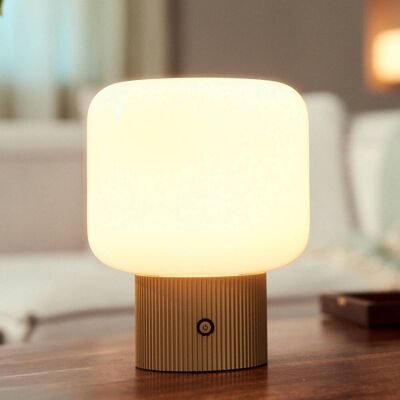 Lucande Katrin Palme Beige Glas LED Tischlampe - Tischlampe Lucande Katrin Palme Beige Glas LED Tischlampe - Tischlampe