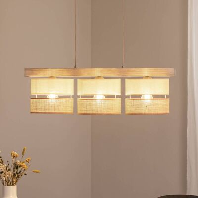 Hängelampe Treeon Duolla, dimmbar, creme / amber, für Wohn- / Esszimmer, Holz, Pendelleuchte Hängelampe Treeon Duolla, dimmbar, creme / amber, für Wohn- / Esszimmer, Holz, Pendelleuchte