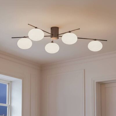 Deckenlampe Valisa Lindby, dimmbar, schwarz, für Wohn- / Esszimmer, Glas, Deckenlampe Deckenlampe Valisa Lindby, dimmbar, schwarz, für Wohn- / Esszimmer, Glas, Deckenlampe