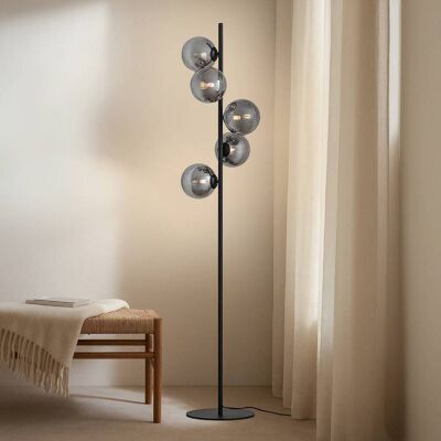 Stehlampe Orbelia Lindby, schwarz, für Wohn- / Esszimmer, Glas, Modern, Stehlampe Stehlampe Orbelia Lindby, schwarz, für Wohn- / Esszimmer, Glas, Modern, Stehlampe