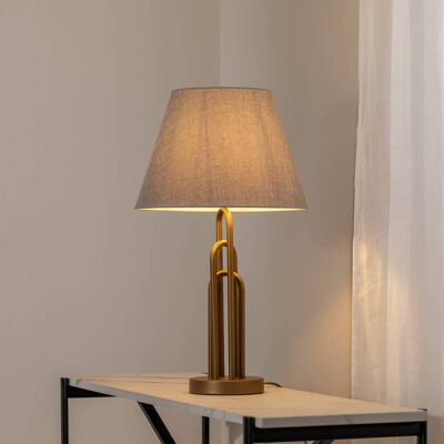 Tischlampe Lazar Avonni, alu / grau / zink, für Wohn- / Esszimmer, Textil / Stoff / Seide, Tischlampe Tischlampe Lazar Avonni, alu / grau / zink, für Wohn- / Esszimmer, Textil / Stoff / Seide, Tischlampe