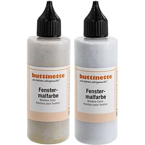 buttinette Glitter-Fensterfarbe in verschiedenen Farbtönen, 85 ml