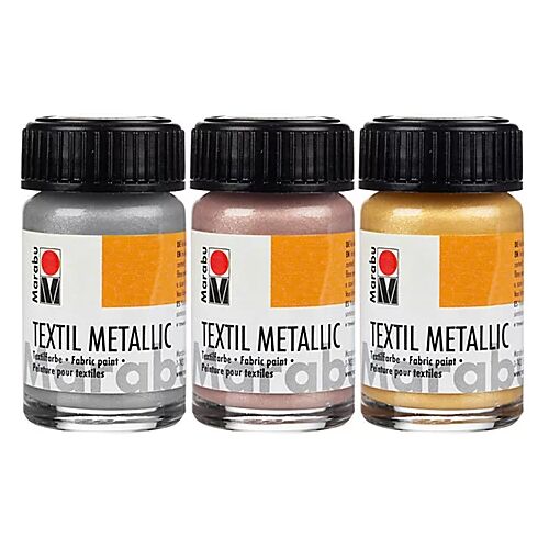 Marabu Stoffmalfarben-Set "Metallic", 3x 15 ml