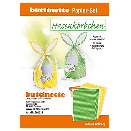 buttinette Bastel-Set "Hasenkörbchen", gelb und grün, 4 Körbchen