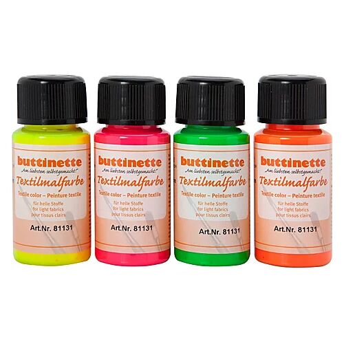 buttinette Stoffmalfarben "Neon", 4x 50 ml