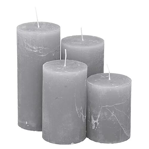 Rustikale Kerzen, grau, abgestuft, 4 Stück