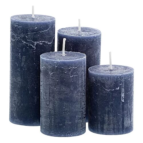 Rustikale Kerzen, blau, abgestuft, 4 Stück