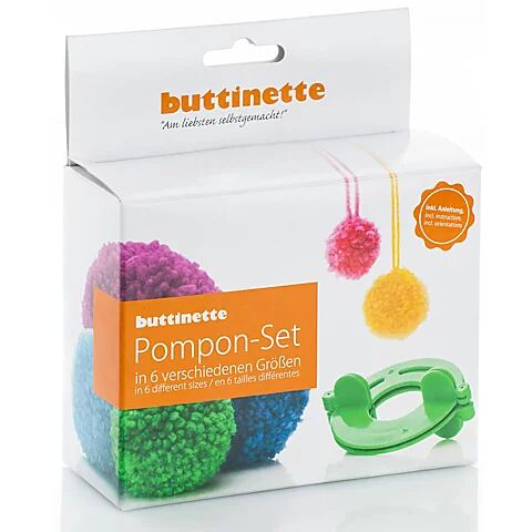 buttinette Pompon-Set, mit Schablonen in 6 Größen von 2,5&ndash;9 cm Ø