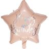 Folienballon "Stern - Happy Birthday", rosa, 40 cm Ø