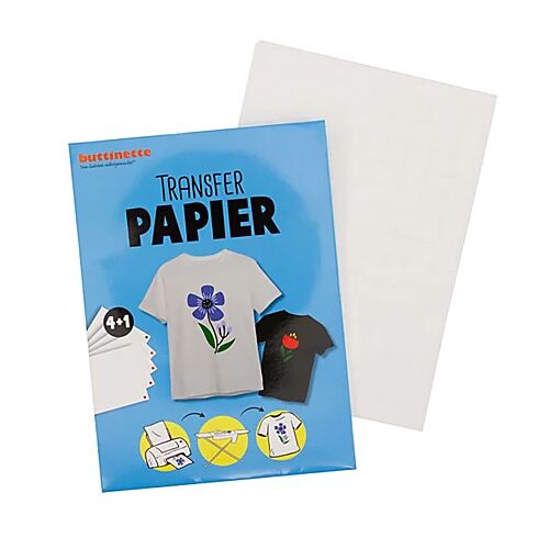 buttinette Transferpapier, für helle und dunkle Textilien, DIN A4, 5 Blatt