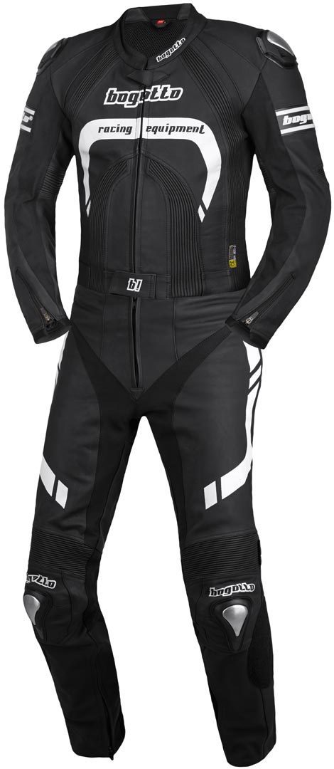 Bogotto Assen 2-Teiler Motorrad Lederkombi - Schwarz Weiss - 52 - unisex