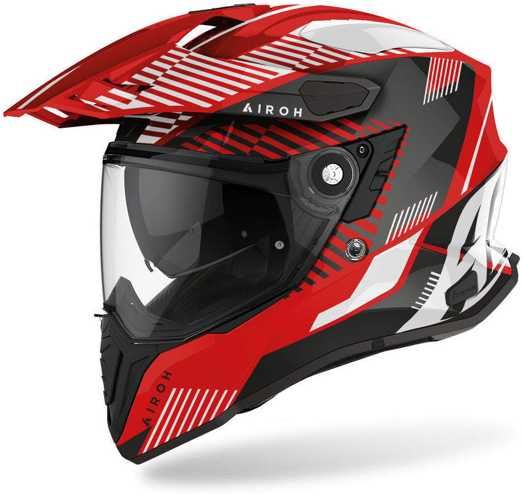 Airoh Commander Boost Motocross Helm - Schwarz Weiss Rot - M - unisex