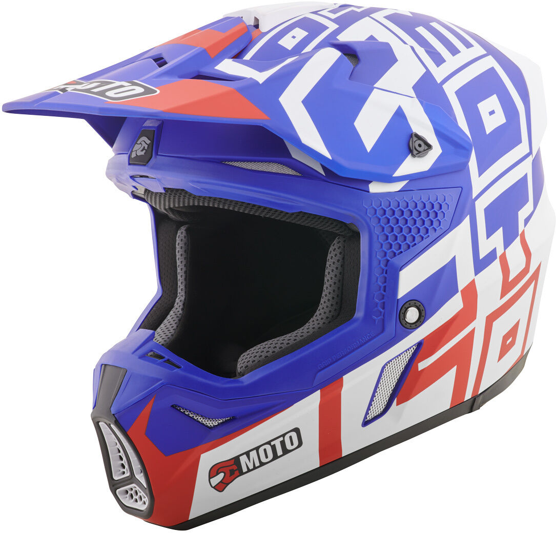 FC-Moto Merkur Flex Motocross Helm - Weiss Rot Blau - L - unisex