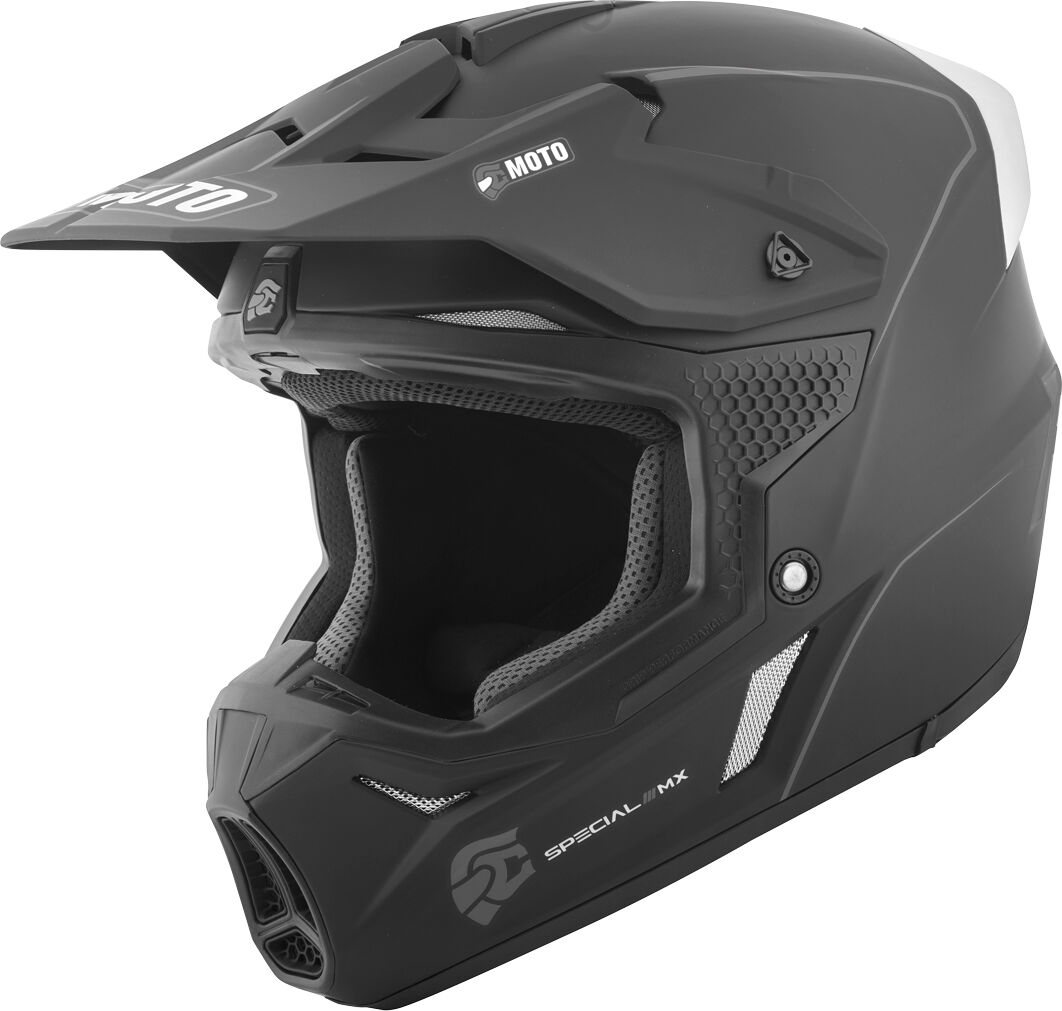 FC-Moto Merkur Straight Motocross Helm - Schwarz Weiss - M - unisex