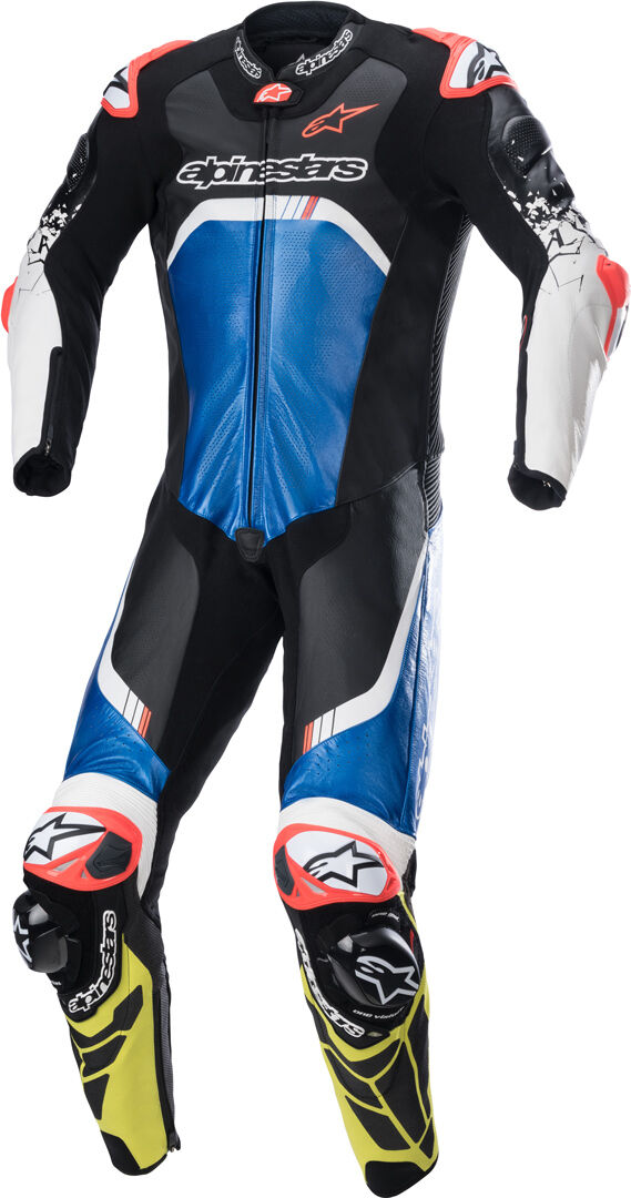 Alpinestars GP Tech 4 Motorrad 1-Teiler Motorrad Lederkombi - Schwarz Blau Gelb - 50 - unisex