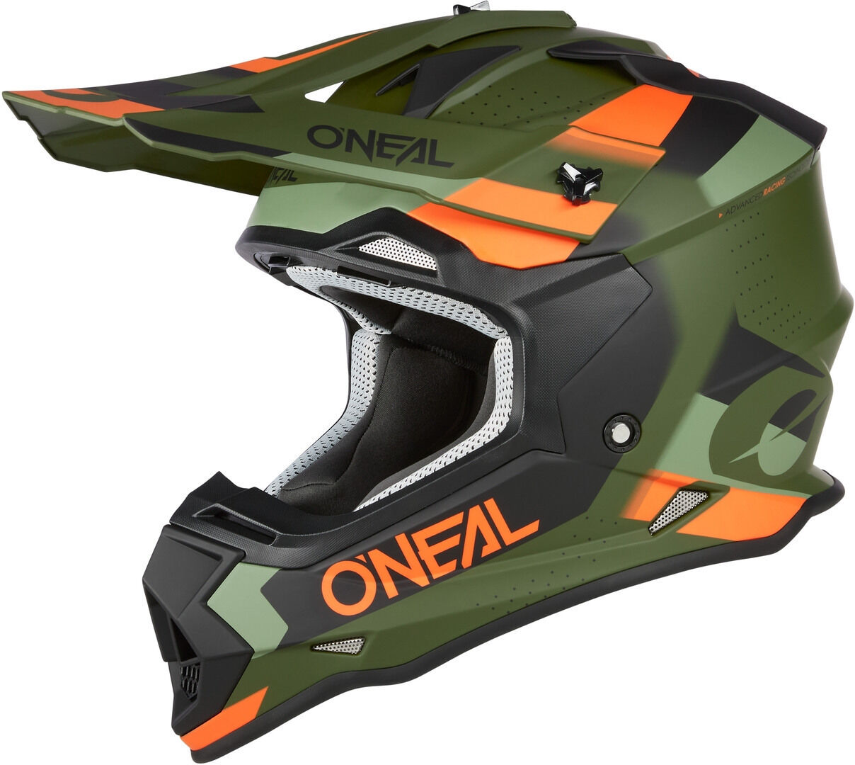 Oneal 2Series Spyde V23 Motocross Helm - Schwarz Grün Orange - M - unisex