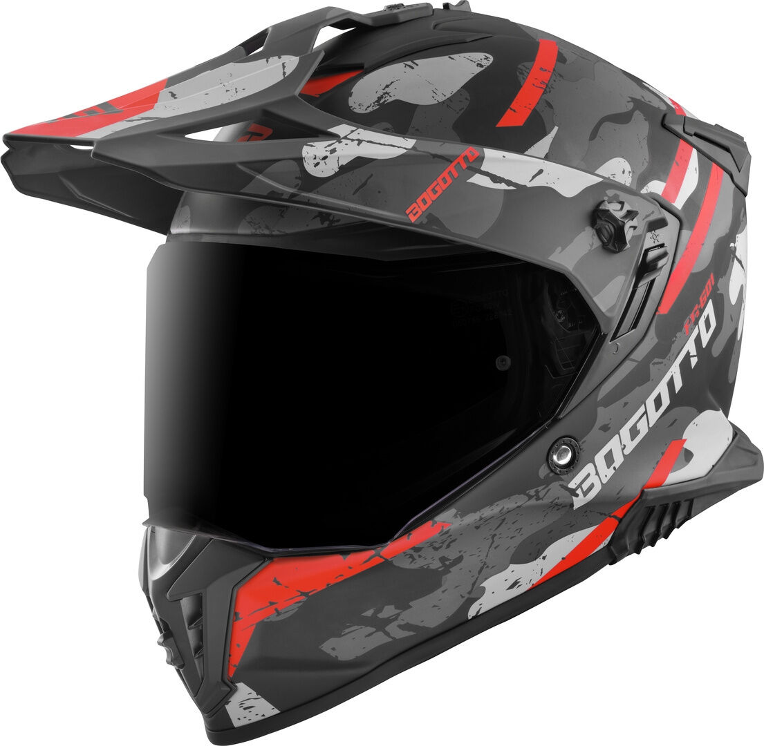 Bogotto FG-601 Sniper Fiberglas Enduro Helm - Schwarz Grau Orange - 2XL - unisex