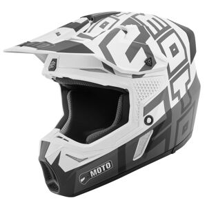 FC-Moto Merkur Flex Motocross Helm - Schwarz Grau Weiss - M - unisex
