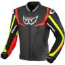 Berik Wild Chase Motorrad Lederjacke - Schwarz Weiss Rot Gelb - 58 - unisex