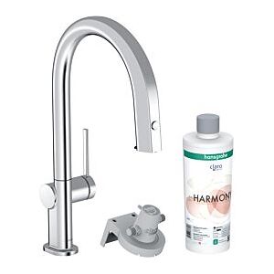 Hansgrohe Aqittura M91 Küchenarmatur 76801000 mit Ausziehauslauf, 1jet, Starter Set, chrom