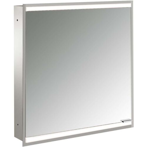 Emco prime Unterputz-Lichtspiegelschrank 949706331 600x730mm, 1 Tür, Anschlag links, aluminium/weiss