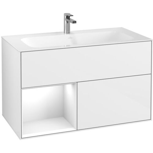 Villeroy und Boch Finion Waschtischunterschrank F030GFGF 99,6x59,1x49,8cm, Regal links Glossy white lacquer, Glossy white lacquer