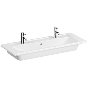 Vitra Integra Doppelwaschtisch - Keramik Waschbecken mit Überlauf und 2 Hahnlöchern Vitra Integra Doppelwaschtisch - Keramik Waschbecken mit Überlauf und 2 Hahnlöchern