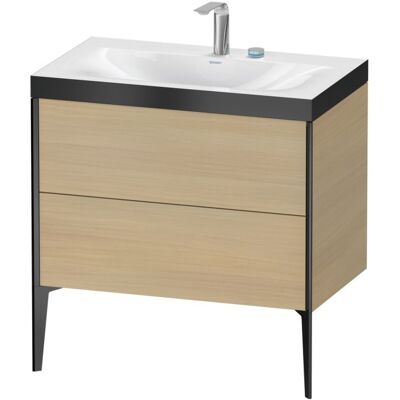 Duravit Mediterrane Eiche/Profil Schwarz Matt Waschbecken-Set - C-Bonded, 2 Schubladen, 800x480 mm Duravit Mediterrane Eiche/Profil Schwarz Matt Waschbecken-Set - C-Bonded, 2 Schubladen, 800x480 mm