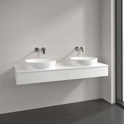 Villeroy & Boch Antao Wandhängender Badezimmerschrank - Weiß, 2 Schubladen, SoftClose Villeroy & Boch Antao Wandhängender Badezimmerschrank - Weiß, 2 Schubladen, SoftClose